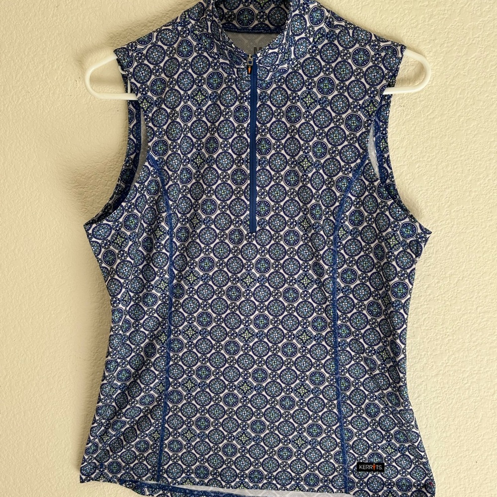 Kerrits Women's Blue Patterned Sleeveless Tank